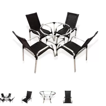 4 cadeiras de área fortaleza + 1 mesa alta, jardim, varanda, churrasqueira, piscina, gourmet, edicula, churrasqueira - REALIZE DECOR