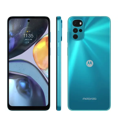 Smartphone Motorola Moto G22 128GB Azul 4G - Octa-Core 4GB RAM 6,5” Câm Quádrupla + Selfie 16MP