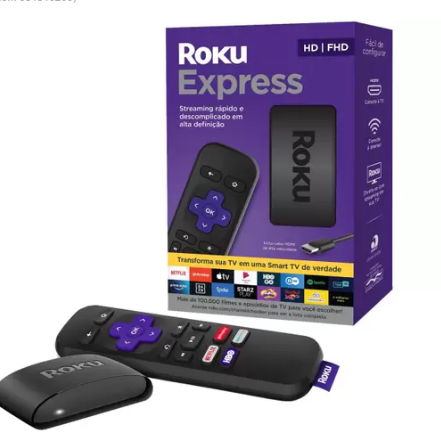 Roku Express Streaming Player Full HD - com Controle Remoto e Cabo HDMI