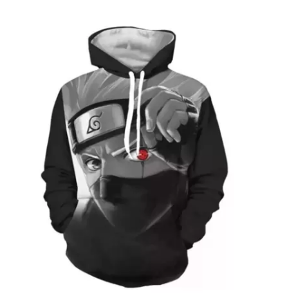 Blusa De Frio Agasalho Moletom Kakashi Naruto Akatsuki Casaco Preto Tamanho G - M.A.L Store - Fábrica